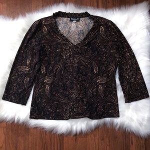 Paisley Print Top 3/4 sleeves in MEDIUM